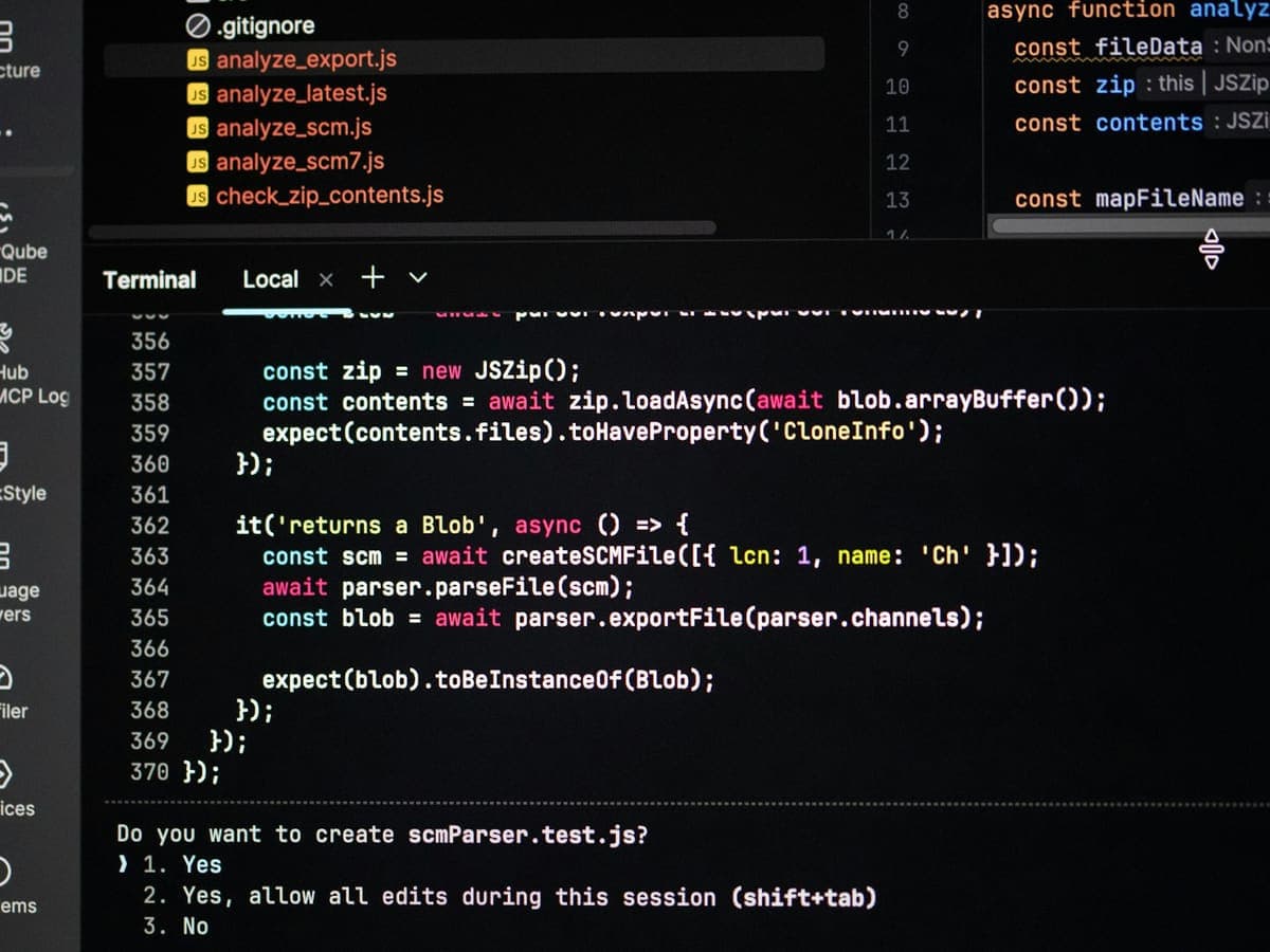 A terminal and code editor on a dark screen